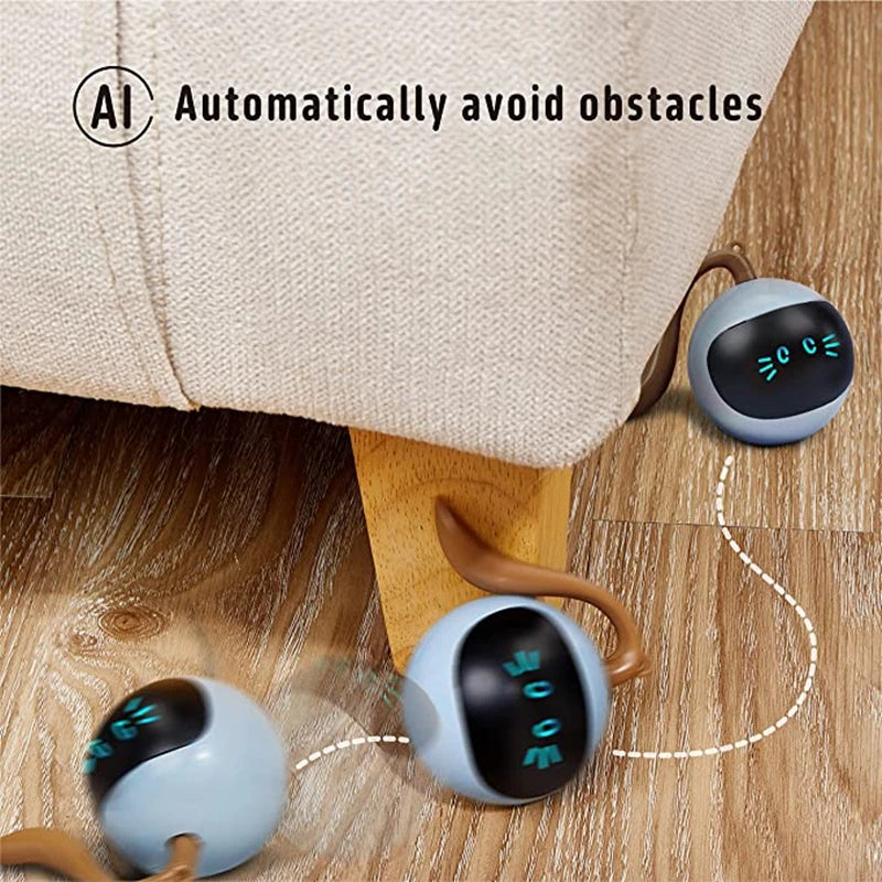 AI Smart Cat Ball Toy – USB Rechargeable 360° Rolling Interactive Cat Toy