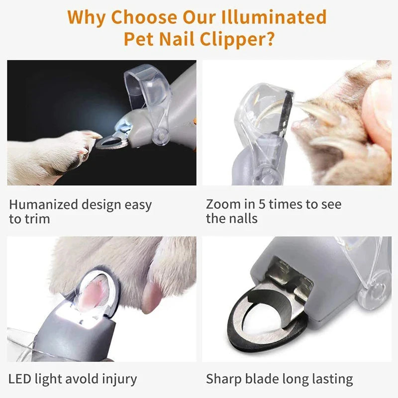 Pet Nail Clipper with LED Light – Precision Nail Scissors for Dogs & Cats