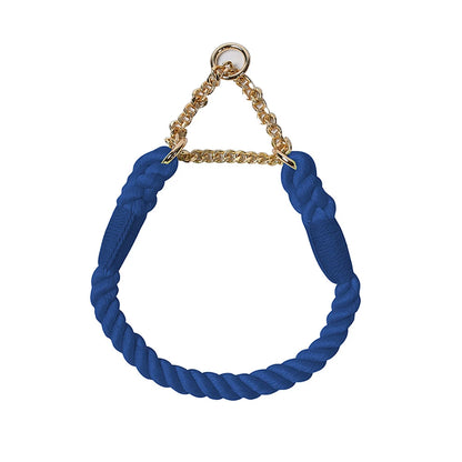 Dog Collar P Chain Comfortable Cotton Dog Collars Adjustable Braided Cotton Multi-Color Rope Collar with Durable Metal Dog Chain