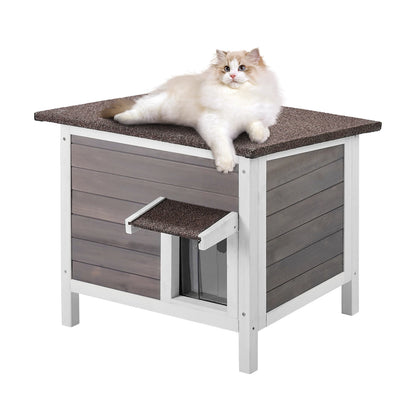 Outdoor Weatherproof Cat House – Insulated Wooden Feral Cat Shelter