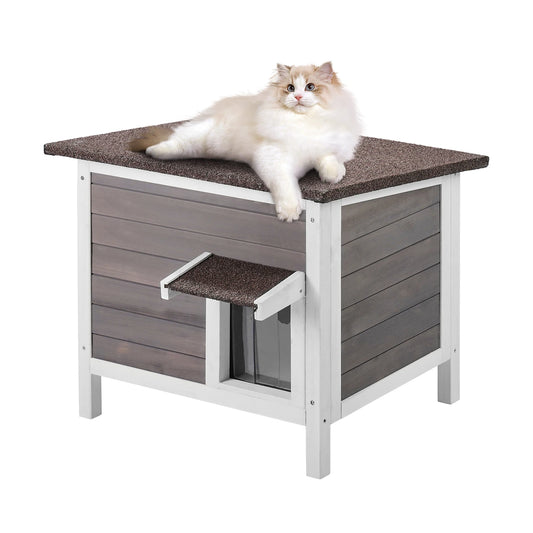 Outdoor Weatherproof Cat House – Insulated Wooden Feral Cat Shelter