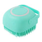 Shampoo Dispenser Pet Bath Brush – Soft Silicone Grooming Brush for Dogs & Cats