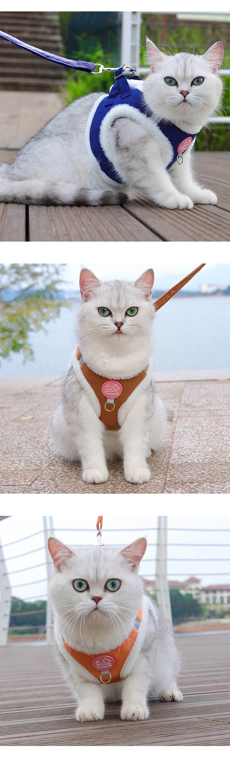 Winter Cat Dog Harness and Leash Comfortable Plush Pet Vest Harness for Small Dogs Cats Outdoor Walking Lead Chihuahua Collar