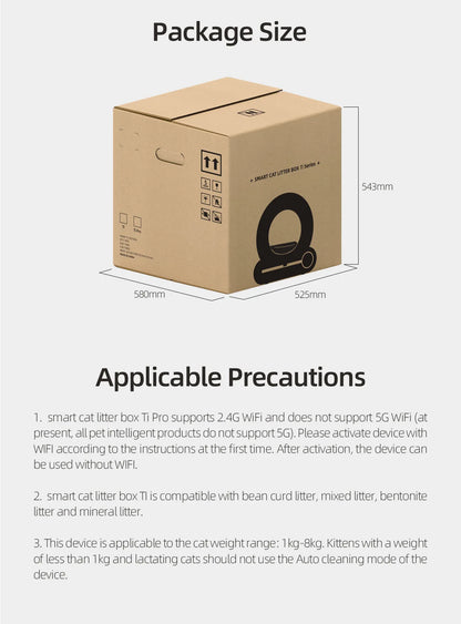 Tonepie 65L Fully Enclosed Smart Self-Cleaning Cat Litter Box with App Control