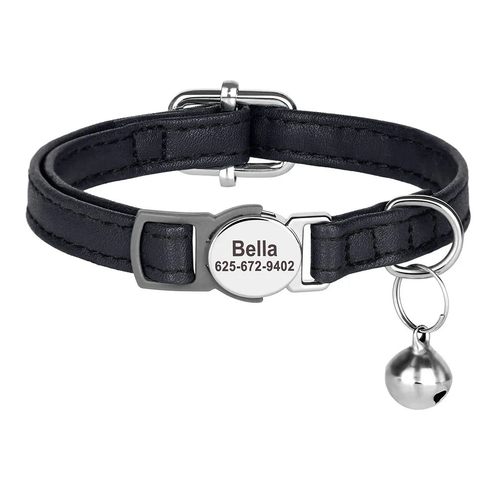 Cat Collar Free Personalized Kitten Collars Engraved Pet Puppy Name Necklace Collars Anti-lost for Cats Small Dogs Adjustable