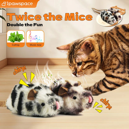 Rechargeable Motion Mouse Cat Toy for Kitten Mouse Sound Moving Mouse Cat Toys Interactive Cat Toy Sound Mouse Cat toy