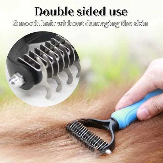 WOBDAEL Double-Sided Pet Deshedding Brush – Knot Cutter & Fur Remover Comb for Dogs & Cats - Bdba PK