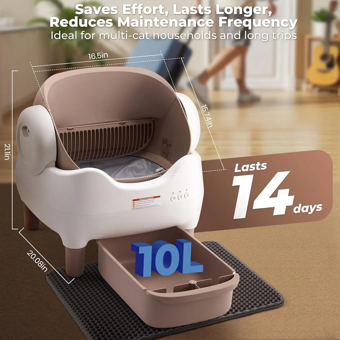 VOFORD Automatic Cat Litter Box Extra Large Self Cleaning Litter Box with APP Control with Free Trimmer for Multi-Cat Compatible
