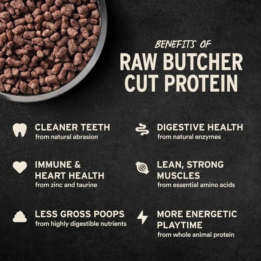 Freeze-Dried Raw Dog Food Beef Crunchy Mini Nibs Complete Meal or Mixer High Protein Dog Food 25 oz