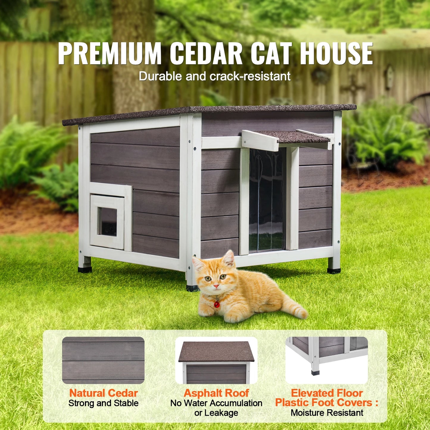 Outdoor Weatherproof Cat House – Insulated Wooden Feral Cat Shelter