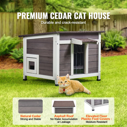 Outdoor Weatherproof Cat House – Insulated Wooden Feral Cat Shelter