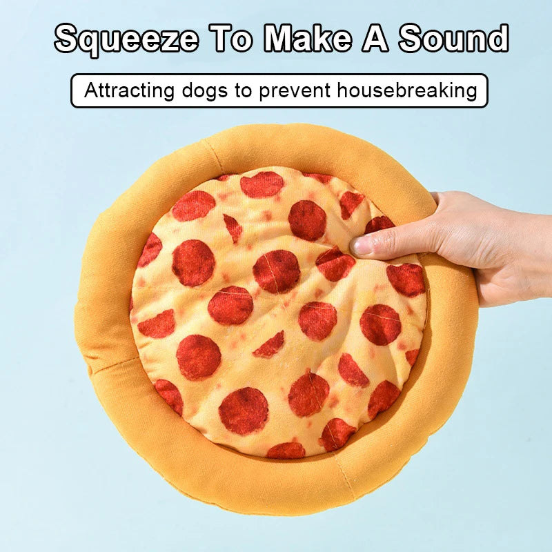 Plush Dog Toy Doughnut Pizza Shape Pet Squeaky Toys for Small Large Dogs Cleaning Teeth Puppy Chew Sound Toy Pet Supplies