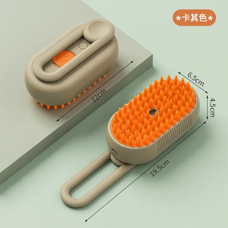 3-in-1 Electric Steam Spray Pet Grooming Brush – Massage, Detangle & Hair Removal for Dogs & Cats