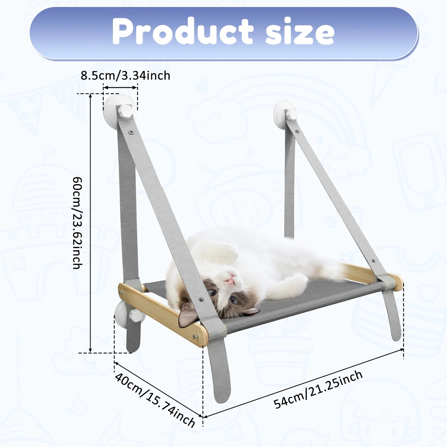 Cat Window Hammock – Foldable Hanging Bed with Suction Cups for Cats