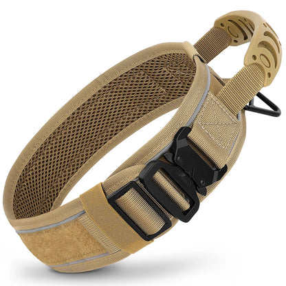 Nylon Durable Dog Collar Military Tactical Pet Training Collars Reflective Necklace With Handle Strong For Medium Large Dogs