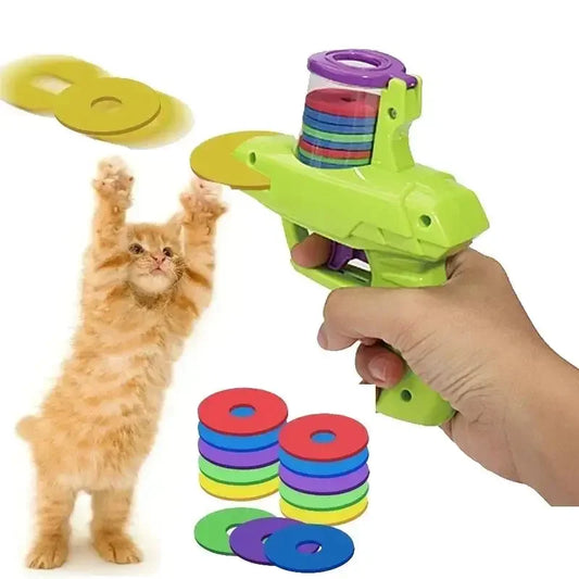 Pet Toy Gun with Flying Discs – Interactive Indoor & Outdoor Chasing Toy for Cats & Dogs - Bdba PK