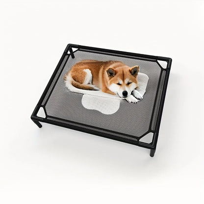 Cooling Elevated Dog Bed - Raised Dog Cot Fits, Pet Cot with Durable Supportive Mesh, Indoor & Outdoor, Black, Small Pet Bed
