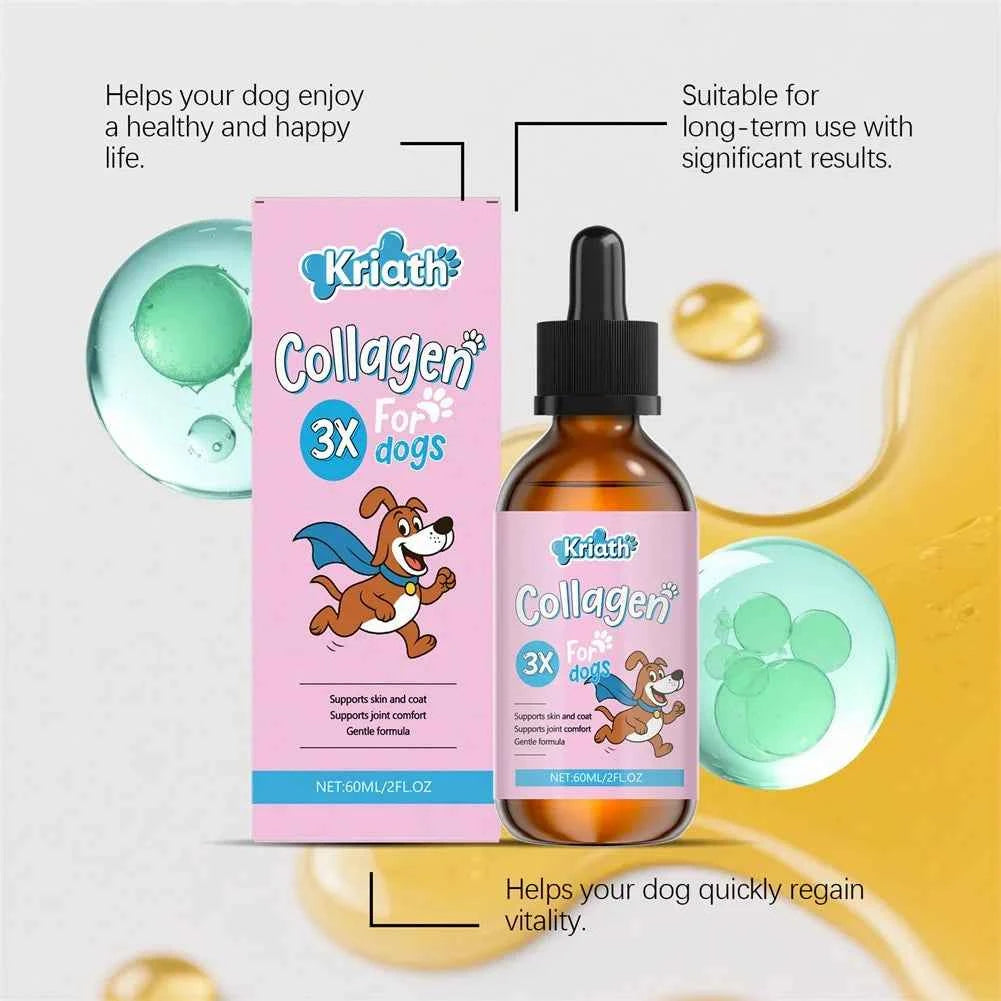 60ml Dog Pet Drops Gentle Care Supplement To Maintain Healthy Coat and Skin Dog Collagen Drops Gentle Formula for Coat & Skin