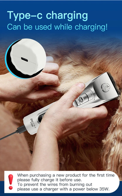 Fenice New Upgrade 5000mA Capacity Cordless LCD Screen Pets Dog Grooming Clippers Rechargeable Haircut Shaver for Trimming Salon