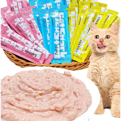Cat Liquid Snack Strips – Chicken, Salmon & Tuna Wet Treats for Cats & Kittens