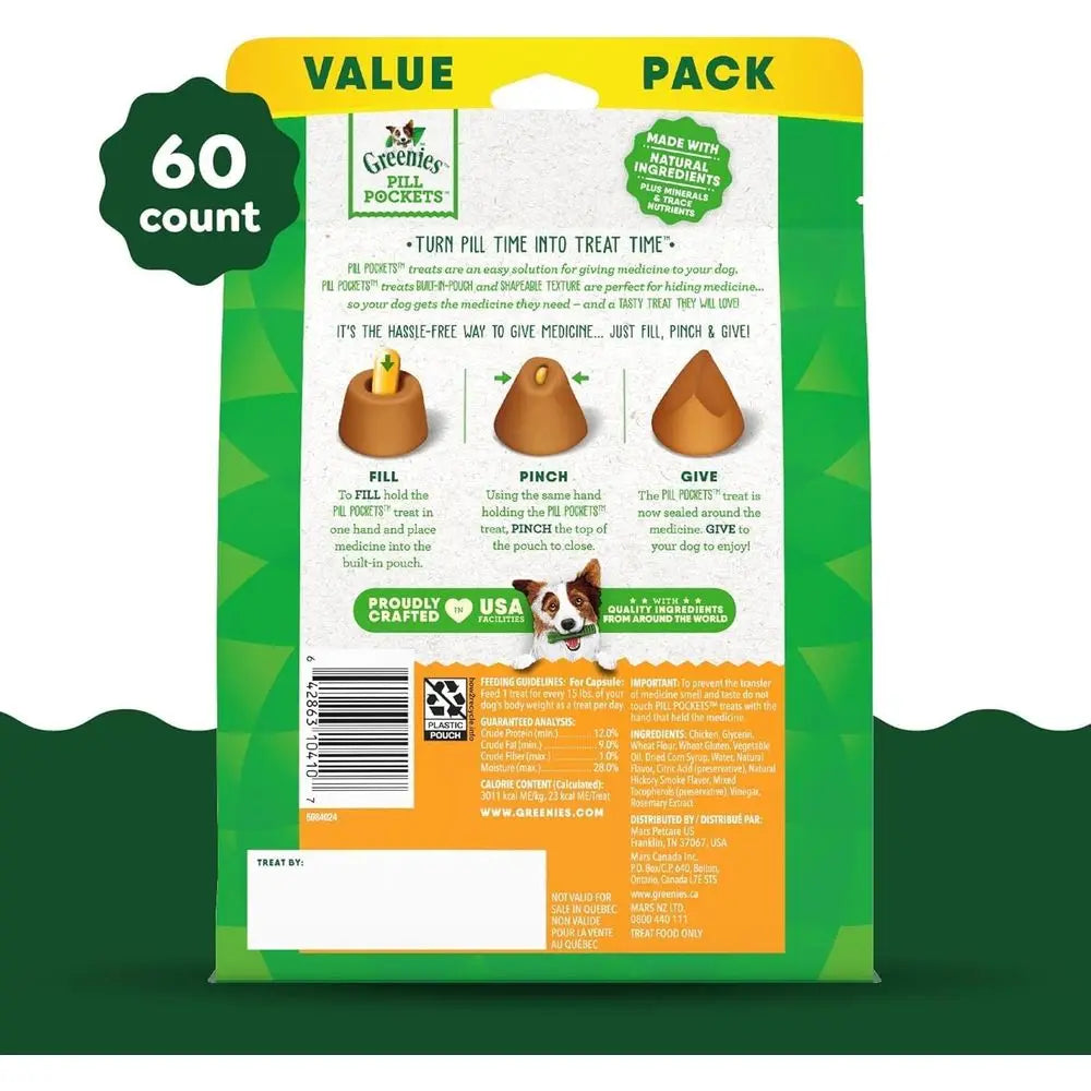 Pill Pockets Dog Treats – Chicken Flavour Capsule Pouches for Medication (3-Pack)