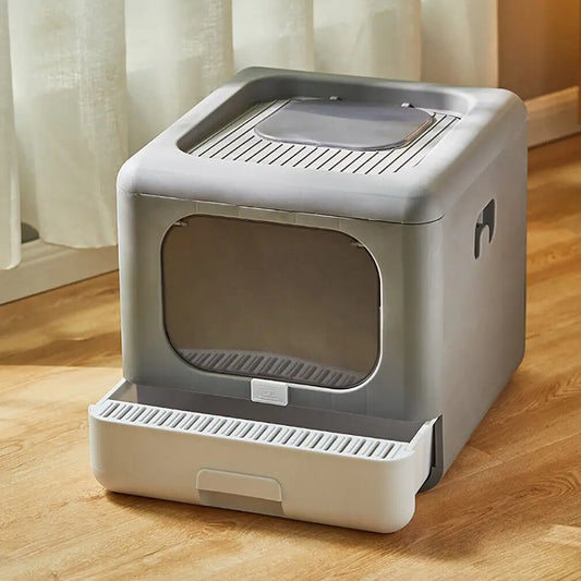 Enclosed Sifting Cat Litter Box – Dual Entry with Scoop, Filter & Drawer - Bdba PK