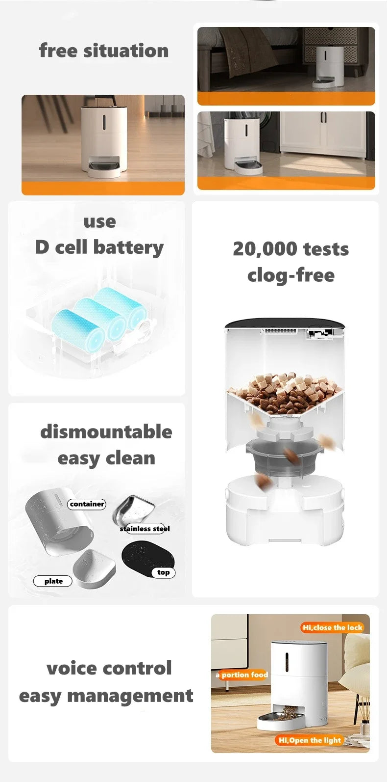 Video Automatic Pet Feeder with HD Camera, Food Dispenser for Cats and Dogs WiFi Smart Feeder with Camera 4L 2-Way Audio,Mobile