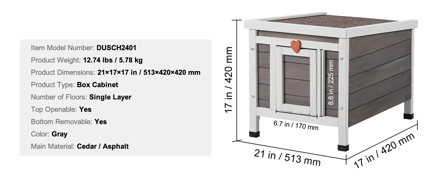 Outdoor Weatherproof Cat House – Insulated Wooden Feral Cat Shelter