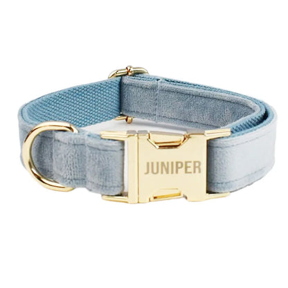 The Nordic Blue Velvet Dog Collar And Leash Set For Dogs Custom Engraved Nameplate Pet Supplies Dog Leash Flannelette18