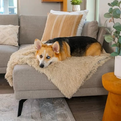 Calming Shag Dog Blanket Ultra Soft Faux Fur Pet Throw, Anxiety-Relief, Lightweight Warm Bed Cover for Dogs and Cats, Machine W