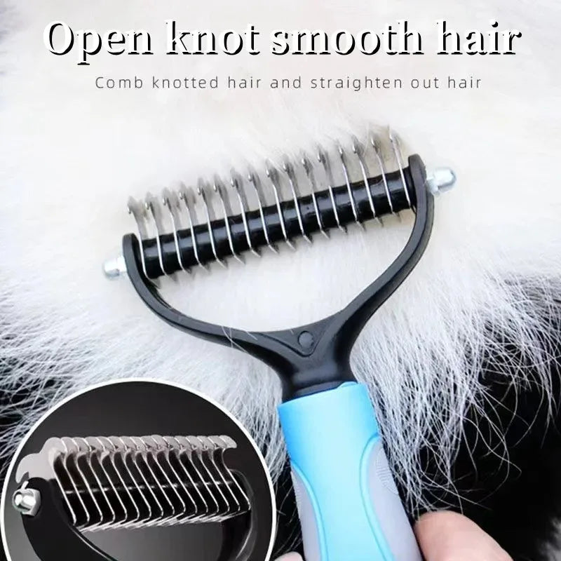 WOBDAEL Double-Sided Pet Deshedding Brush – Knot Cutter & Fur Remover Comb for Dogs & Cats