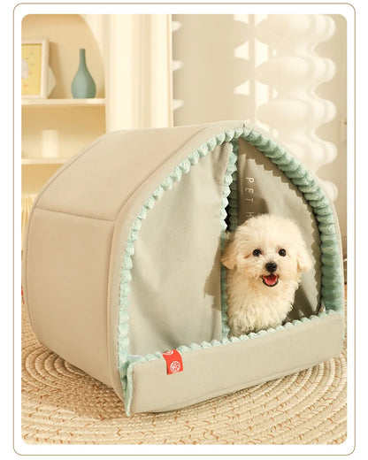 HOOPET  Closed Dog House Winter Windproof Nest for Dogs Cats with Door Curtain Outdoor Portable Cat Tent  Dog Villa Sleep Kennel