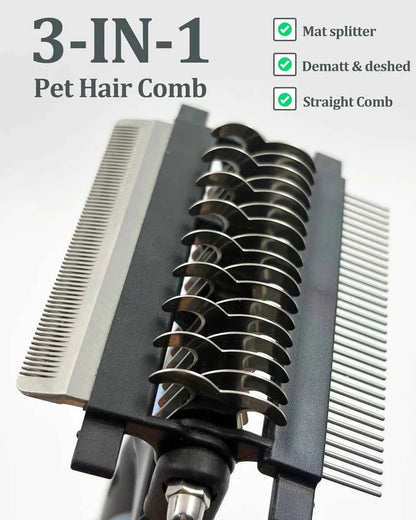 Dog Hair Removal Comb 3 in 1 Professional Dog Brush Pet Grooming Undercoat Rake Fur Knot Cutter Shedding Supplies for Puppy Cat