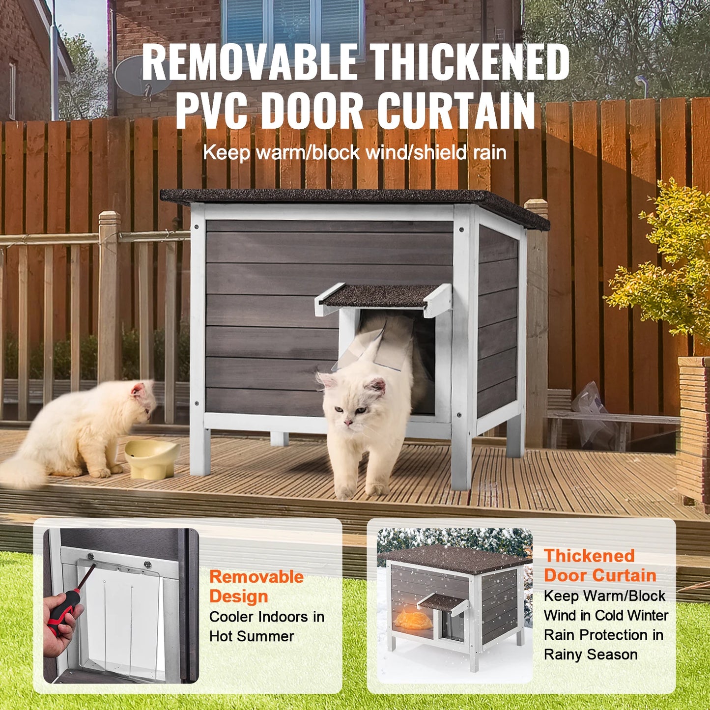 Outdoor Weatherproof Cat House – Insulated Wooden Feral Cat Shelter