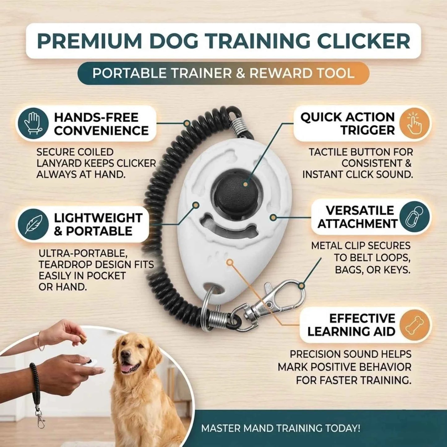 Wrist Strap Pet Training Clicker, Durable Lightweight Tool for Dog Cat Bird Horse Behavior Training