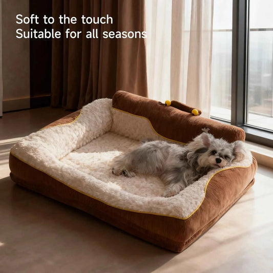 HOOPET 2025 New Large Dog Bed, Winter Warm Washable Pet Bed with Thick Padding & Bolster, Comfort Security Orthopedic Mattress