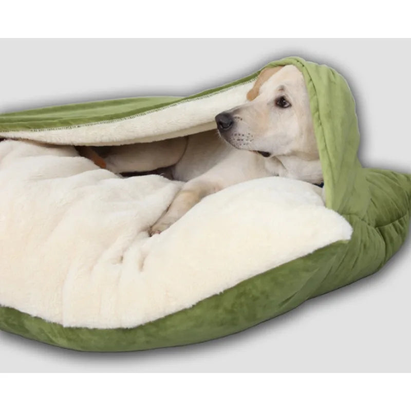 Bite-Resistant Washable Pet Bed - Winter Warm Removable Plush Cushion Large Dog Kennel Sofa Mat & Cat Sleeping Bag for Pets