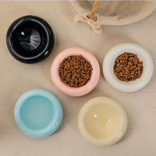 Cat Bowl Ceramic Cat Bowl Dish Pet Bowl Donut Shape Cat Food Bowl Anti-Fall Flip Bowl Non-slip Multiple Colors Shapes Snack Bowl - Bdba PK
