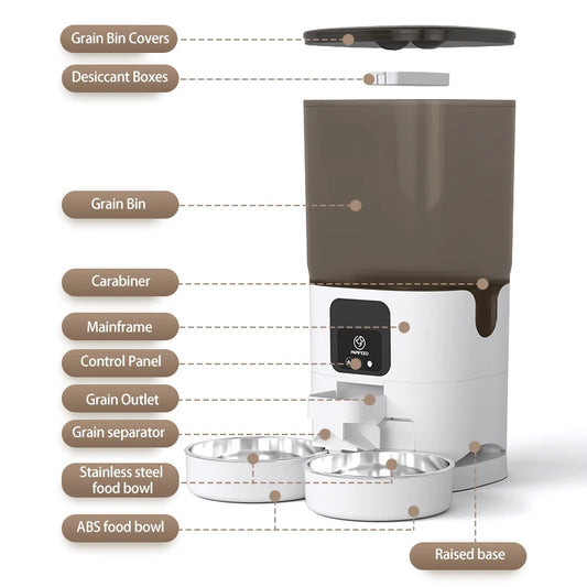 PAPIFEED 7L WiFi Smart Double Bowl Cat & Dog Feeder – Timer Dosing & Optional Video Monitoring (USA) - Bdba PK