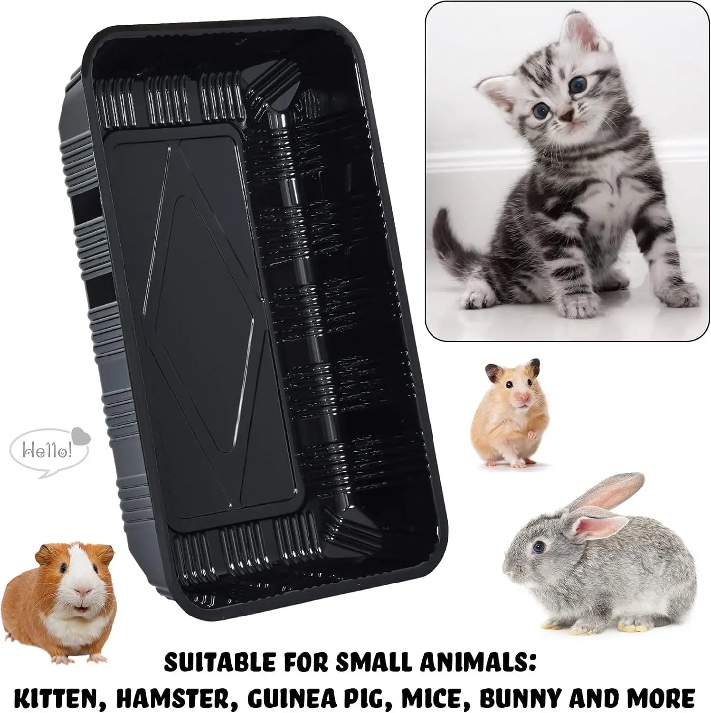 60 Pack Disposable Cat Litter Boxes, 16.7 x 10.5 in, Black, Travel-Friendly, Recyclable