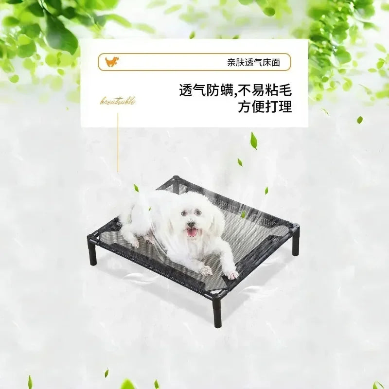 Foldable Elevated Pet Bed - Portable Camping Dog/Cat Bed with Washable Mat, Breathable Dog House for All Seasons