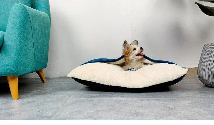 Bite-Resistant Washable Pet Bed - Winter Warm Removable Plush Cushion Large Dog Kennel Sofa Mat & Cat Sleeping Bag for Pets