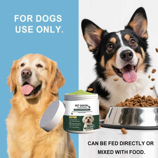 100g Dog Tooth Powder Freshen Breath Natural Plaque Tartar Remover Probiotic Teeth Cleaning Dental Care For Puppy Small Large