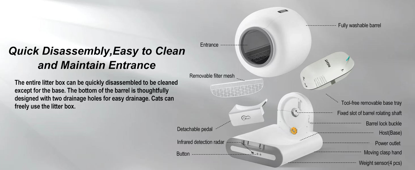 DOEL Automatic Self-Cleaning Cat Litter Box with App Control – 65L Smart Cat Toilet