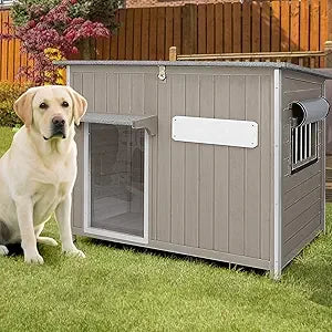 XL Wooden Dog House Outdoor – Weatherproof Asphalt Roof & Chew-Resistant Frame