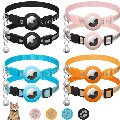 Airtag Cat Collar, Breakaway Cat Airtag Collar with QR Tag & Reflective Lightweight Kitten Collar for Apple Air tag GPS Tracker