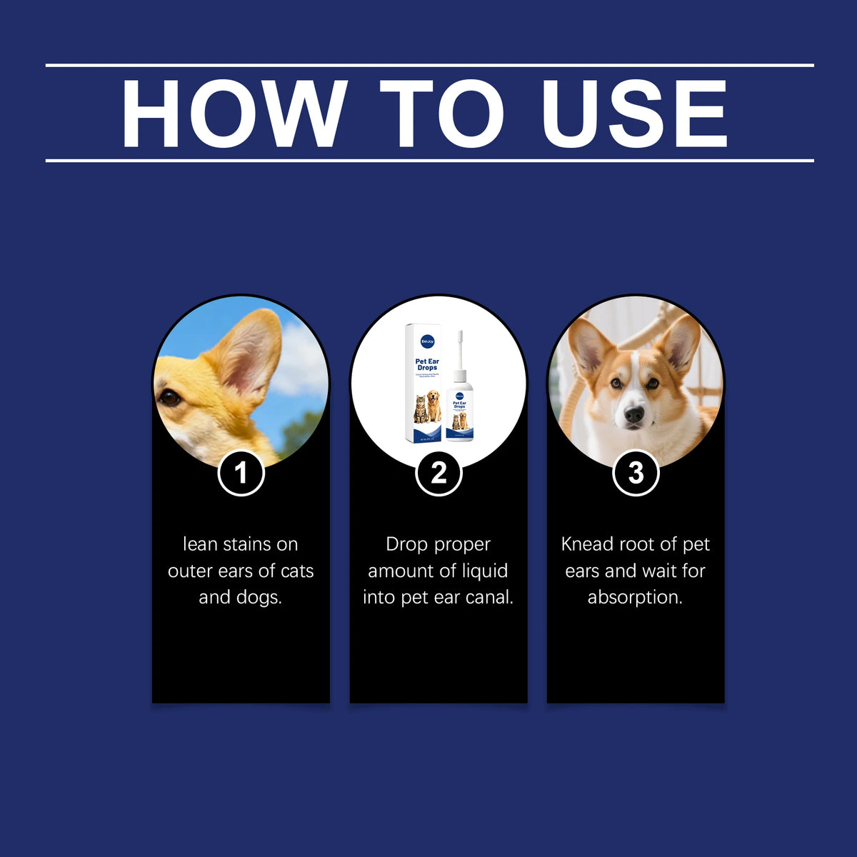 Pet Ear Cleaning Drops Non‑Irritating Remove Ear Wax Dirt Relieve Ear Itching Eliminate Bad Odor Ear Care Drops Dog Cat Ear Wash