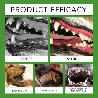 Dog tooth cleaning powder gently cleanses pet teeth, improves tartar, teeth yellowing, freshens breath, natural ingredients