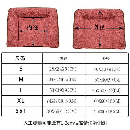 Large Washable Dog Mattress Mat – Plush Flannel Pet Bed for Dogs