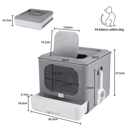Enclosed Sifting Cat Litter Box – Dual Entry with Scoop, Filter & Drawer